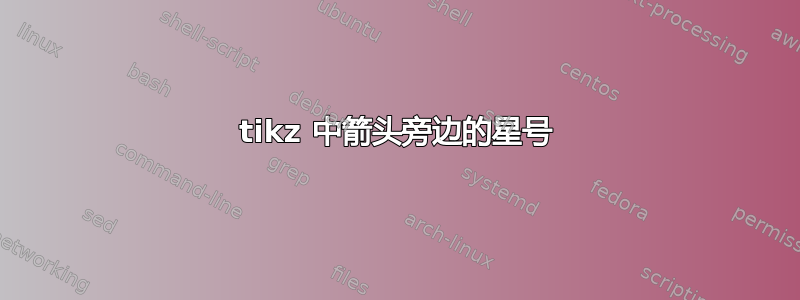 tikz 中箭头旁边的星号