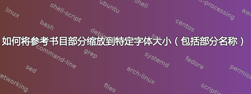 如何将参考书目部分缩放到特定字体大小（包括部分名称）