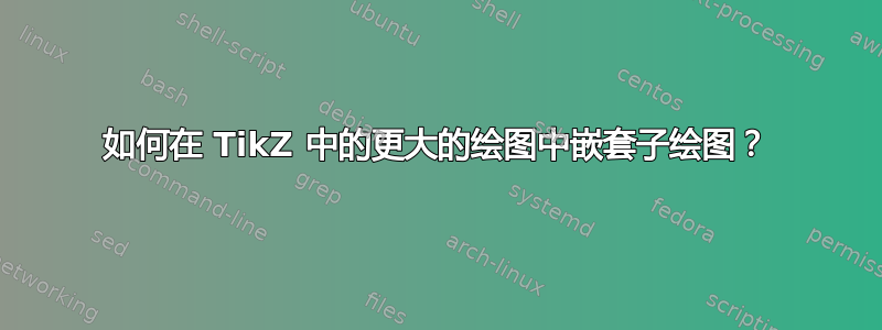 如何在 TikZ 中的更大的绘图中嵌套子绘图？