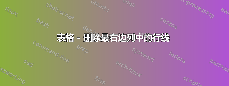 表格 - 删除最右边列中的行线