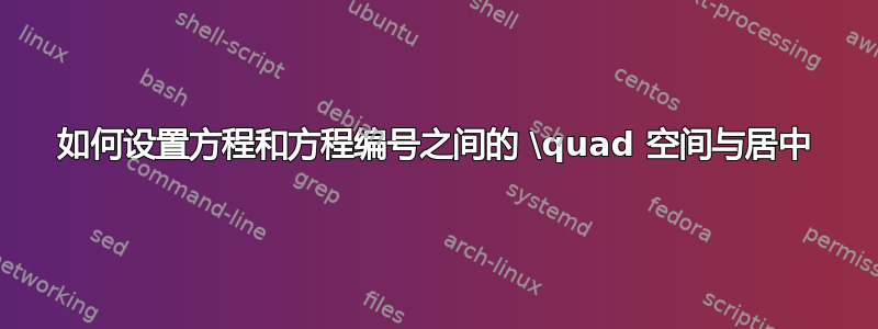 如何设置方程和方程编号之间的 \quad 空间与居中