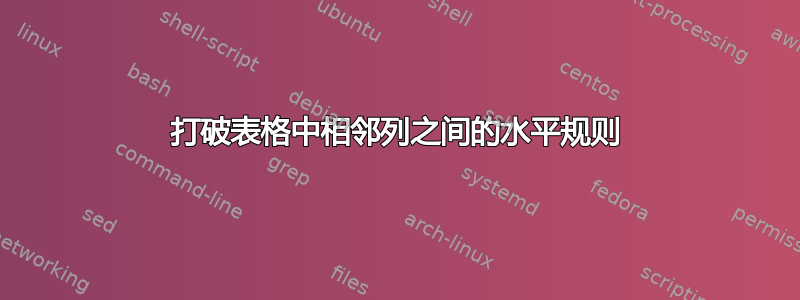 打破表格中相邻列之间的水平规则