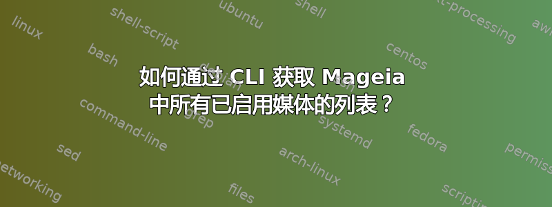 如何通过 CLI 获取 Mageia 中所有已启用媒体的列表？