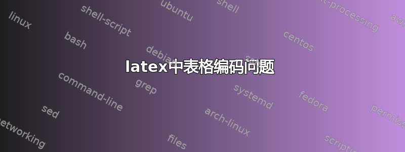 latex中表格编码问题