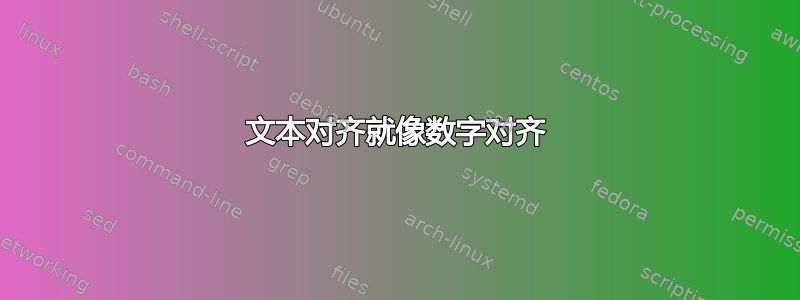 文本对齐就像数字对齐