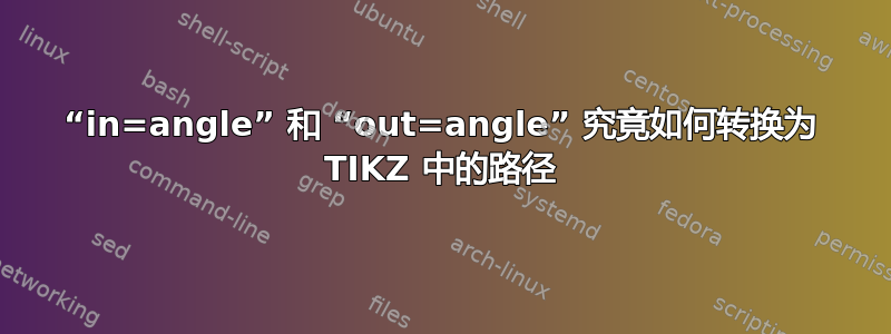 “in=angle” 和 “out=angle” 究竟如何转换为 TIKZ 中的路径