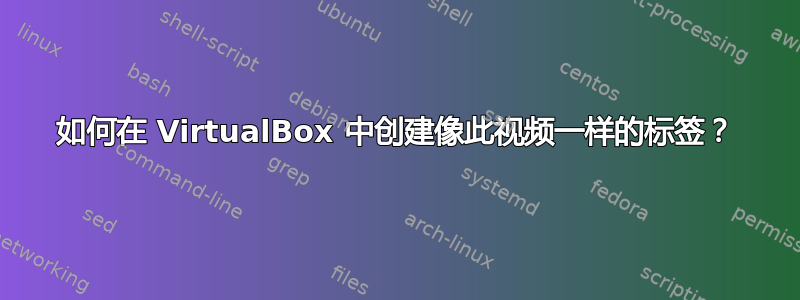 如何在 VirtualBox 中创建像此视频一样的标签？