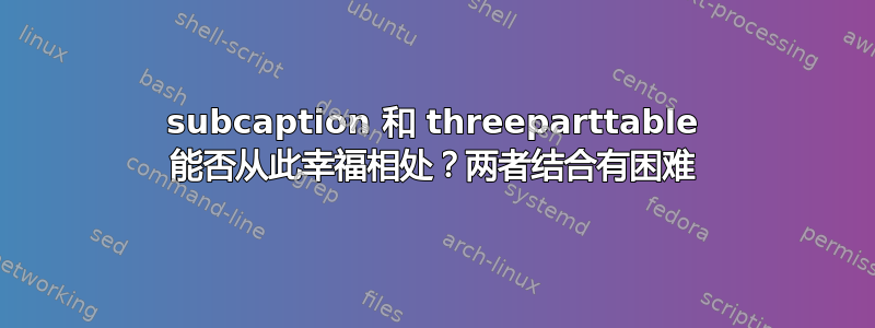 subcaption 和 threeparttable 能否从此幸福相处？两者结合有困难