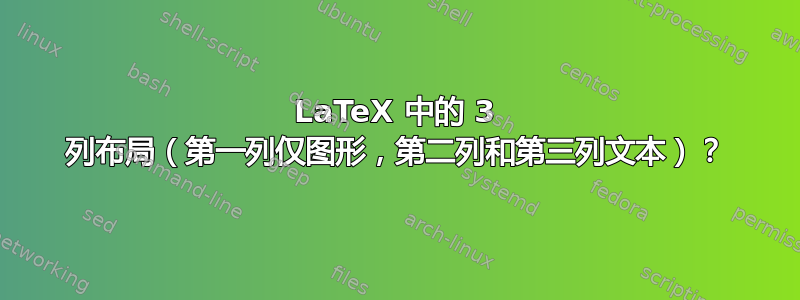 LaTeX 中的 3 列布局（第一列仅图形，第二列和第三列文本）？