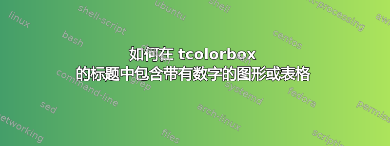 如何在 tcolorbox 的标题中包含带有数字的图形或表格