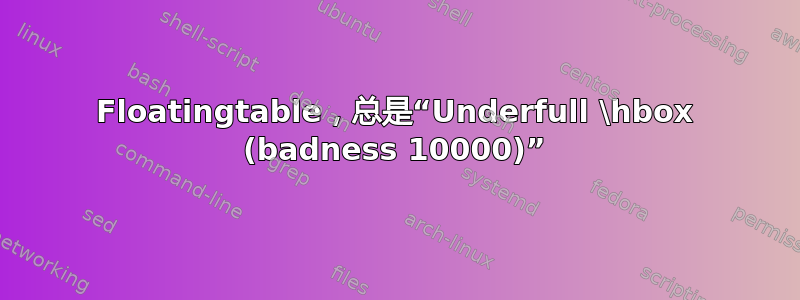 Floatingtable，总是“Underfull \hbox (badness 10000)”