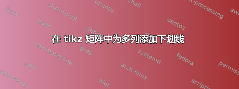 在 tikz 矩阵中为多列添加下划线