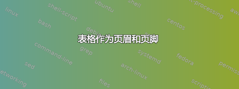 表格作为页眉和页脚