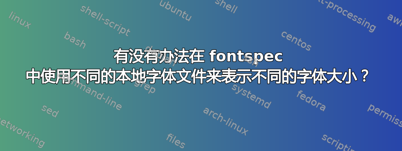 有没有办法在 fontspec 中使用不同的本地字体文件来表示不同的字体大小？