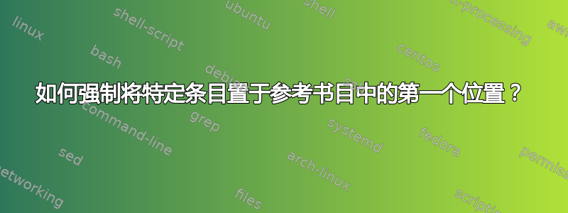 如何强制将特定条目置于参考书目中的第一个位置？