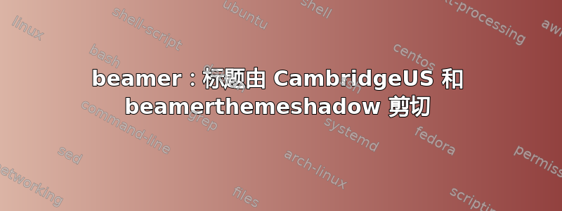 beamer：标题由 CambridgeUS 和 beamerthemeshadow 剪切