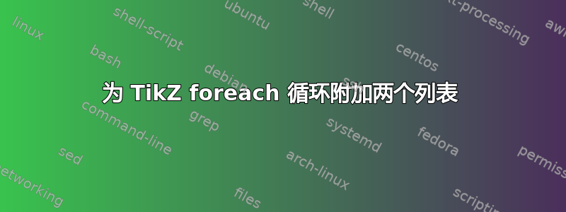 为 TikZ foreach 循环附加两个列表