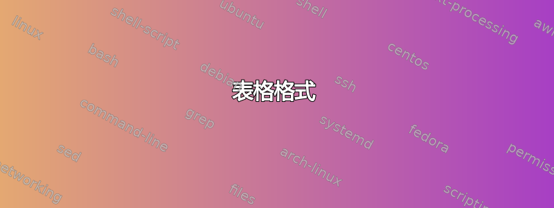 表格格式