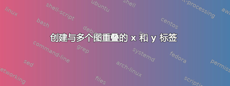 创建与多个图重叠的 x 和 y 标签