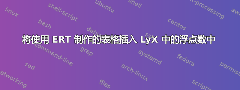 将使用 ERT 制作的表格插入 LyX 中的浮点数中