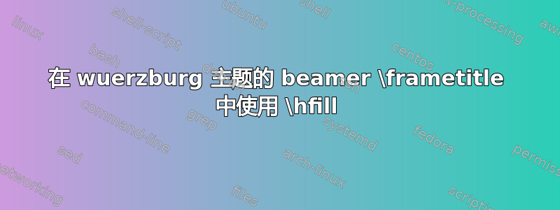 在 wuerzburg 主题的 beamer \frametitle 中使用 \hfill