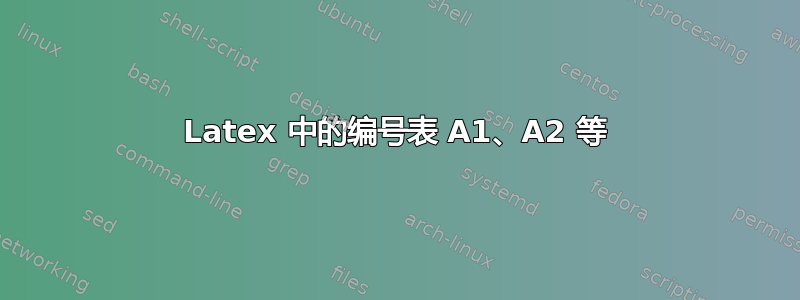 Latex 中的编号表 A1、A2 等