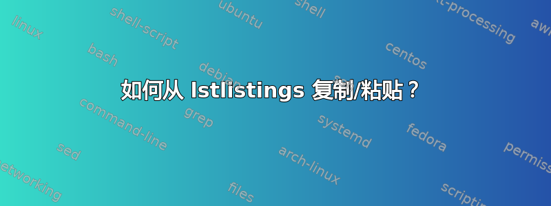 如何从 lstlistings 复制/粘贴？