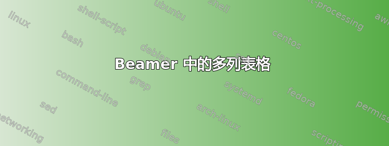 Beamer 中的多列表格