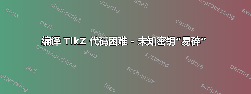 编译 TikZ 代码困难 - 未知密钥“易碎”