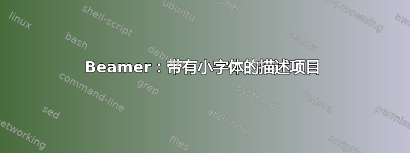 Beamer：带有小字体的描述项目