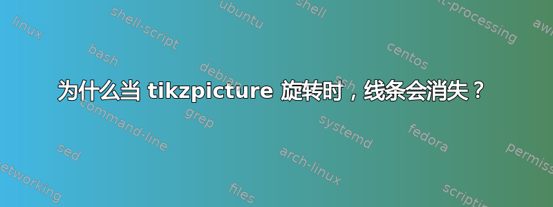 为什么当 tikzpicture 旋转时，线条会消失？