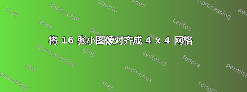 将 16 张小图像对齐成 4 x 4 网格 