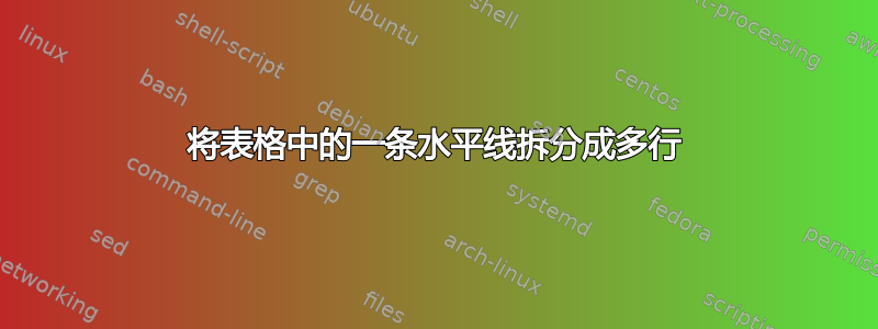 将表格中的一条水平线拆分成多行