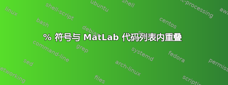 % 符号与 MatLab 代码列表内重叠