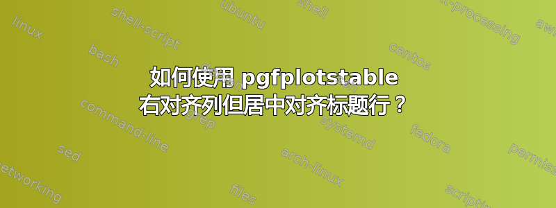 如何使用 pgfplotstable 右对齐列但居中对齐标题行？