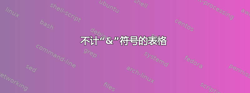 不计“&”符号的表格