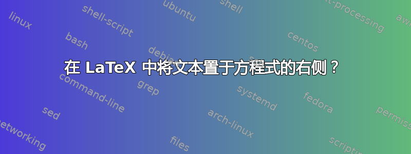 在 LaTeX 中将文本置于方程式的右侧？