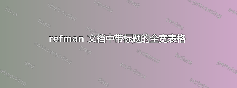 refman 文档中带标题的全宽表格