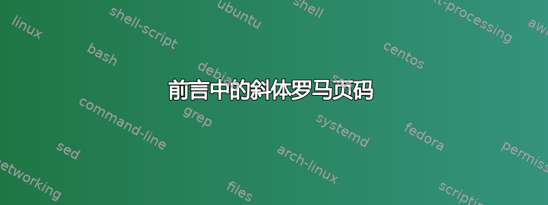 前言中的斜体罗马页码