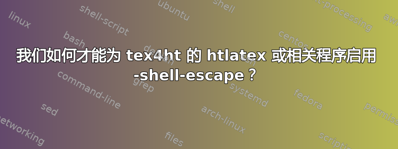 我们如何才能为 tex4ht 的 htlatex 或相关程序启用 -shell-escape？