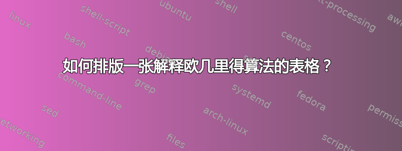 如何排版一张解释欧几里得算法的表格？