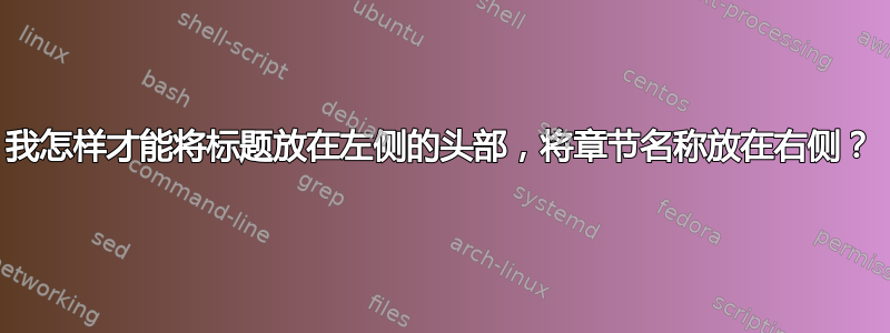 我怎样才能将标题放在左侧的头部，将章节名称放在右侧？