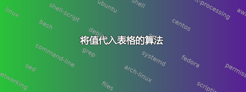 将值代入表格的算法