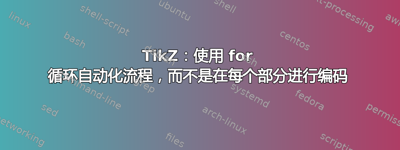 TikZ：使用 for 循环自动化流程，而不是在每个部分进行编码