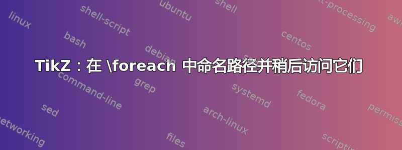 TikZ：在 \foreach 中命名路径并稍后访问它们