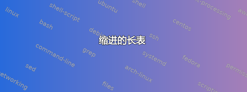 缩进的长表