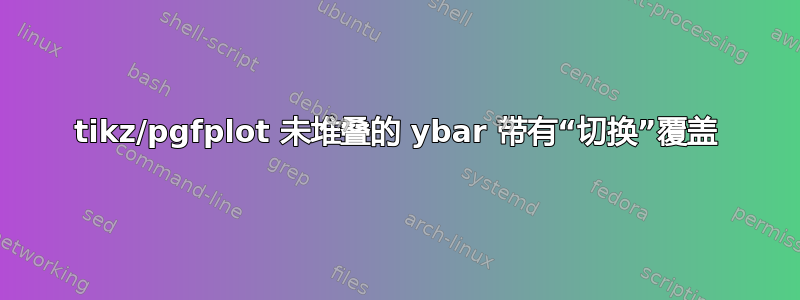 tikz/pgfplot 未堆叠的 ybar 带有“切换”覆盖