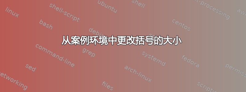 从案例环境中更改括号的大小