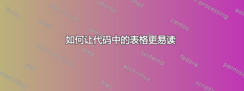 如何让代码中的表格更易读