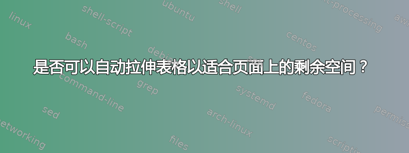 是否可以自动拉伸表格以适合页面上的剩余空间？